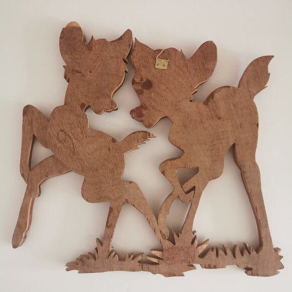 Vintage Disney Bambi Intarsia Wood Wall Hanging Handcrafted Faline Deer 12" H - Picture 7 of 12